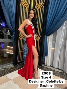 Red Evening Gown with Side Slit